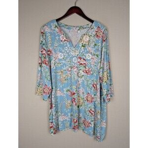 Belle By Kim Gravel Floral Embroidered Tunic Top